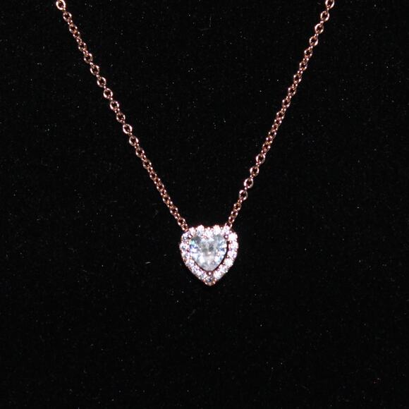 Pandora Sparkling Heart Collier Necklace in Rose Gold Women's Heart Necklace
